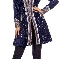 Overig Carnavalsjas Glitter Pailletten Luxe Marine Blauw