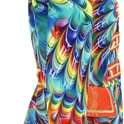 Overig Dames Blazer Orange Rainbow Feathers -Kostuum Winkel dames blazer orange rainbow feathers zijkant