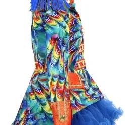 Overig Dames Blazer Orange Rainbow Feathers -Kostuum Winkel dames blazer orange rainbow feathers zijkant met petticoat
