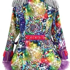 Overig Dames Blazer Purple Holographic Diamonds -Kostuum Winkel dames blazer purple holographic diamonds achterkant met petticoat