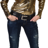 Overig Dames Blouse Folie Metallic Goud -Kostuum Winkel dames blouse folie metallic goud