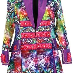 Voorpagina -Kostuum Winkel dames carnavalsjas purple holographic diamonds 1