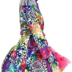 Overig Dames Carnavalsjas Purple Holographic Diamonds -Kostuum Winkel dames carnavalsjas purple holographic diamonds zijkant met petticoat