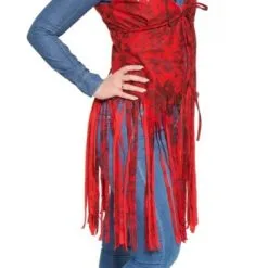 Overig Dames Cowboy Vest Rood Met Lange Franjes