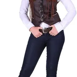 Overig Dames Cowboyvest Bruin Luxe -Kostuum Winkel dames cowboyvest bruin luxe 2