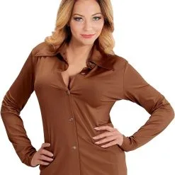 Overig Dames Disco Blouse Seventies Bruin