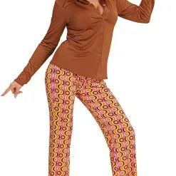 Overig Dames Disco Blouse Seventies Bruin -Kostuum Winkel dames disco blouse seventies bruin voorbeeld 2