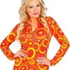 Overig Dames Disco Blouse Seventies Groovy Cirkels Oranje
