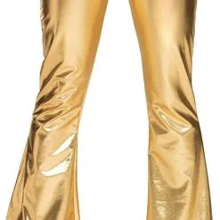 Overig Dames Discobroek Goud Met Wijde Pijpen -Kostuum Winkel dames discobroek goud met wijde pijpen product
