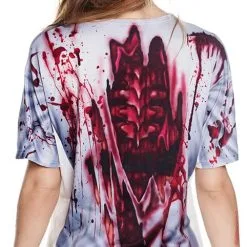 Overig Dames T-shirt Horror Nurse (Fotorealistisch) -Kostuum Winkel dames t shirt horror nurse fotorealistisch achterkant