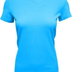Overig Dames T-Shirt V-Hals Turquoise (Slim Fit)