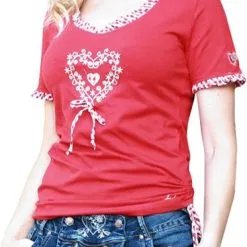 Overig Dames Trachten T-Shirt Rood Met Hartje