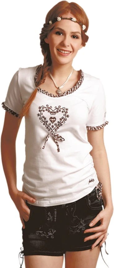 Overig Dames Trachten T-Shirt Wit Met Hartje