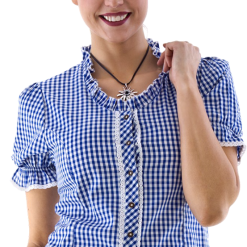 Overig Dames Trachtenblouse Blauw-Wit (100% Katoen)