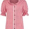 Overig Dames Trachtenblouse Rood-Wit (100% Katoen) -Kostuum Winkel dames trachtenblouse rood wit 100 katoen