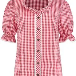 Overig Dames Trachtenblouse Rood-Wit (100% Katoen)