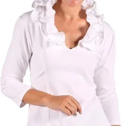 Overig Damesshirt Met Modelleerbare Kraag Wit