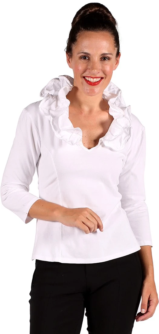 Overig Damesshirt Met Modelleerbare Kraag Wit 3 Overig Damesshirt Met Modelleerbare Kraag Wit