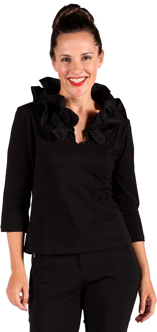 Overig Damesshirt Met Modelleerbare Kraag Zwart 3 Overig Damesshirt Met Modelleerbare Kraag Zwart