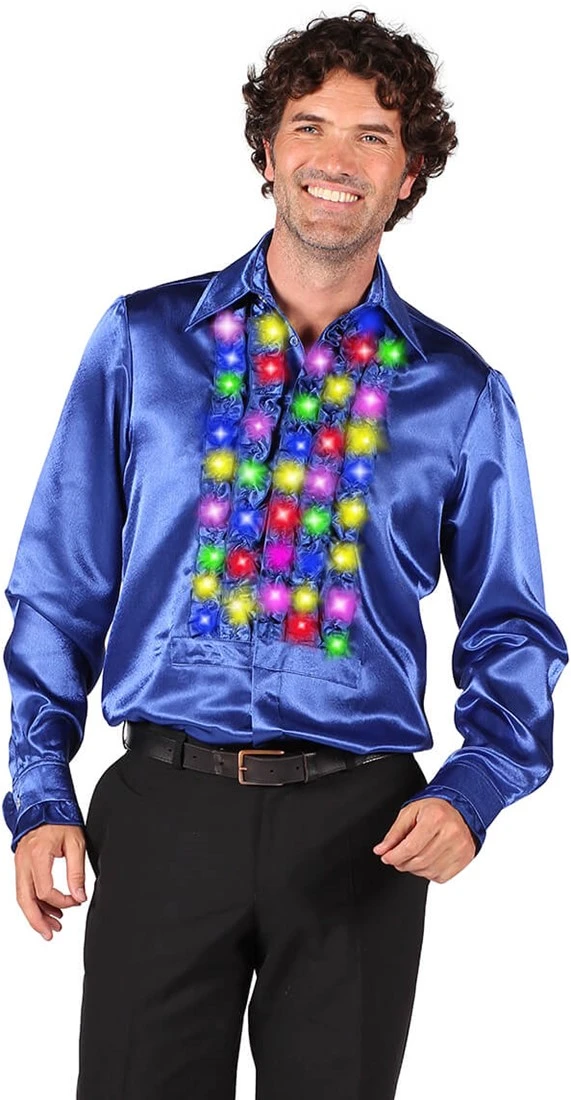 Overig Disco Ruches Blouse Blauw Met LED-Verlichting 3 Overig Disco Ruches Blouse Blauw Met LED-Verlichting