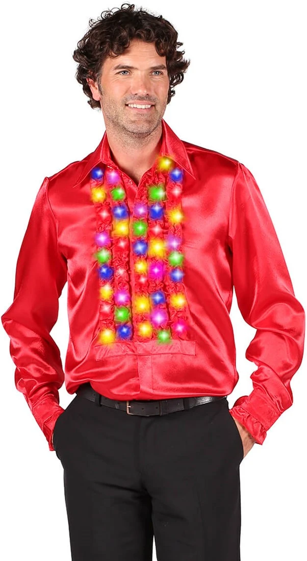 Overig Disco Ruches Blouse Rood Met LED-Verlichting 3 Overig Disco Ruches Blouse Rood Met LED-Verlichting