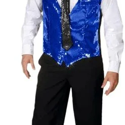 Overig Glitter Gilet Pailletten Blauw