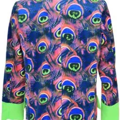 Overig Heren Carnavalsjas Neon Pauw -Kostuum Winkel heren carnavalsjas neon pauw achterkant