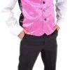 Overig Heren Gilet Pink Met Zilveren Pailletten -Kostuum Winkel heren gilet pink met zilveren pailletten