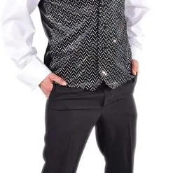 Overig Heren Gilet Zwart Met Zilveren Pailletten