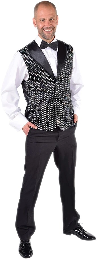 Overig Heren Gilet Zwart Met Zilveren Pailletten 3 Overig Heren Gilet Zwart Met Zilveren Pailletten