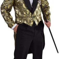 Overig Heren Slipjas Brokaat Goud/Zwart