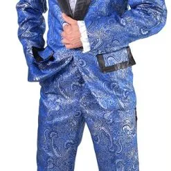 Overig Heren Smoking Luxe Brokaat Blauw