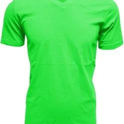Overig Heren T-Shirt V-Hals Appelgroen (Slim Fit)