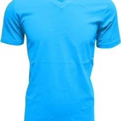 Overig Heren T-Shirt V-Hals Turquoise (Slim Fit)