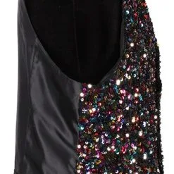 Overig Heren Vest Multicolour Pailletten Luxe -Kostuum Winkel heren vest multicolour pailletten luxe zijkant