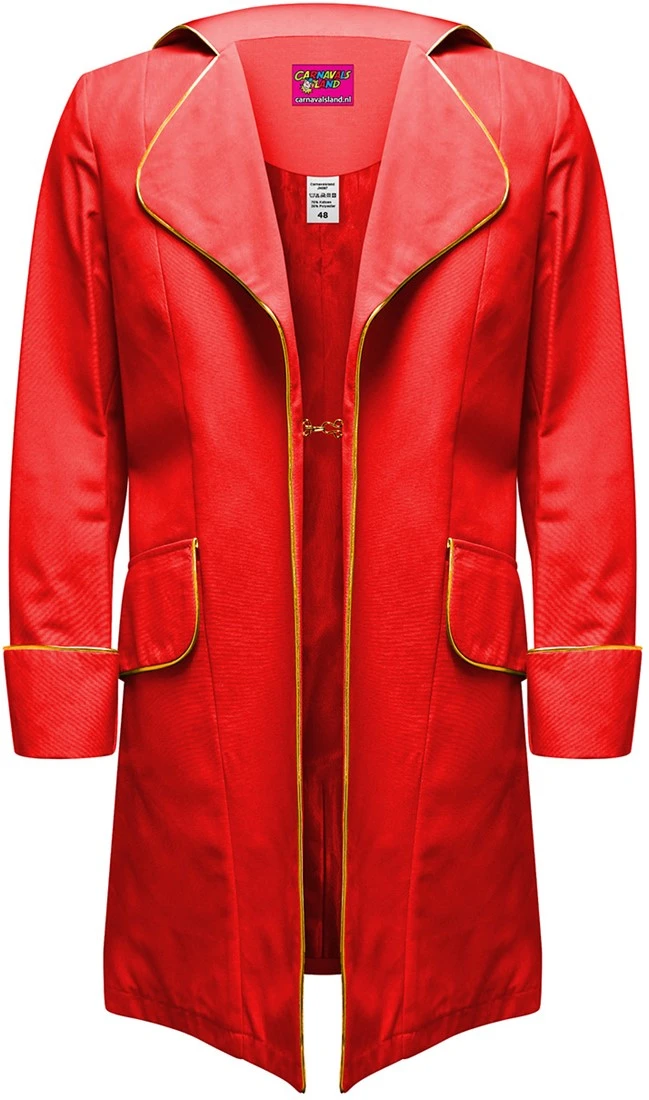 Carnavalsland Herenjas Rood Luxe Met Gouden Piping 3 Carnavalsland Herenjas Rood Luxe Met Gouden Piping