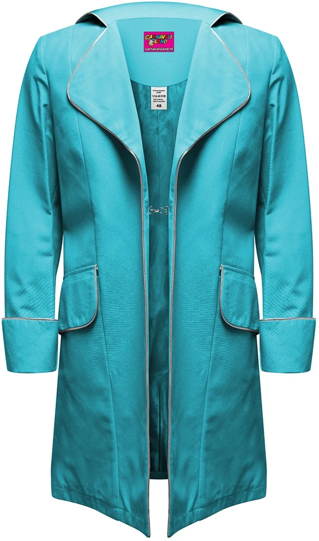 Carnavalsland Herenjas Turquoise Luxe Met Zilveren Piping 3 Carnavalsland Herenjas Turquoise Luxe Met Zilveren Piping