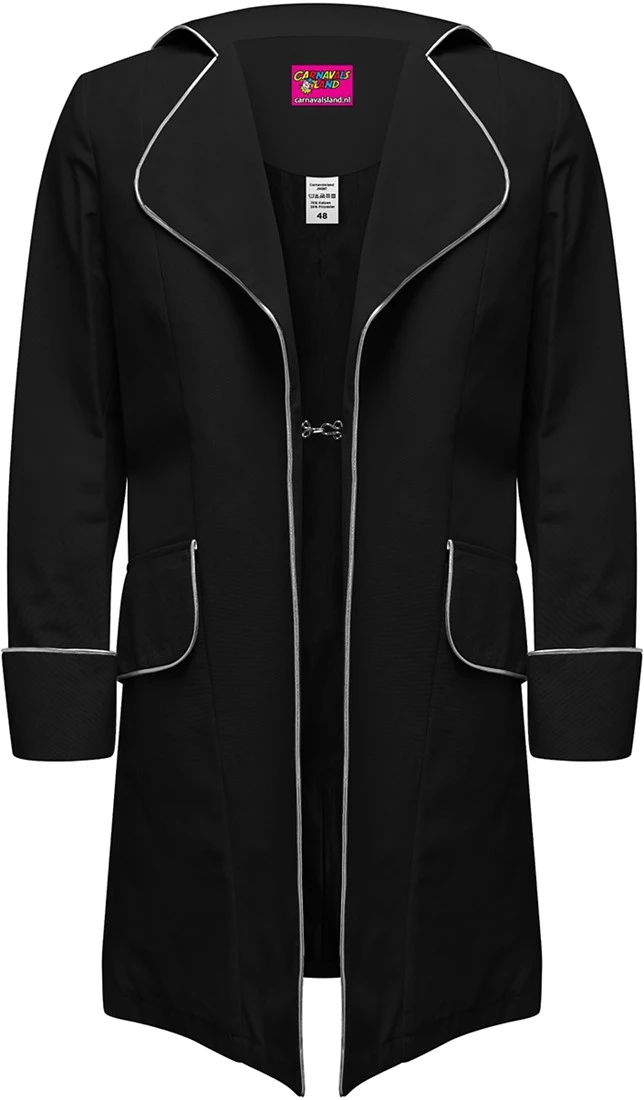 Carnavalsland Herenjas Zwart Luxe Met Zilveren Piping 3 Carnavalsland Herenjas Zwart Luxe Met Zilveren Piping