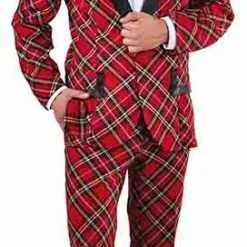 Overig Herenkostuum Smoking Geruit Rood