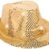 Overig Hoed Disco Pailletten + Licht Goud -Kostuum Winkel hoed disco pailletten plus licht goud