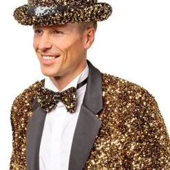 Overig Hoge Hoed Goud Pailletten Luxe -Kostuum Winkel hoge hoed goud pailletten luxe voorbeeld zijkant
