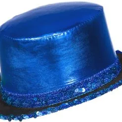 Overig Hoge Hoed Metallic Blauw Met Pailletten