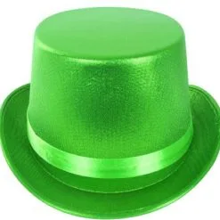 Voorpagina -Kostuum Winkel hoge hoed metallic groen 2