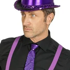 Overig Hoge Hoed Metallic Paars Met Pailletten