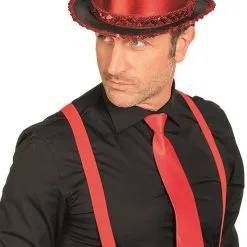 Overig Hoge Hoed Metallic Rood Met Pailletten