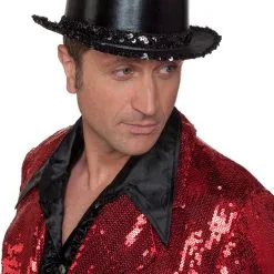 Overig Hoge Hoed Metallic Zwart Met Pailletten