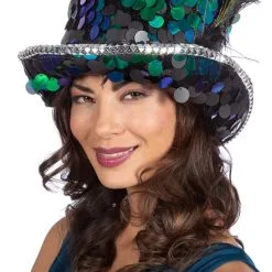 Overig Hoge Hoed Pauw Luxe Met Pailletten En Veren