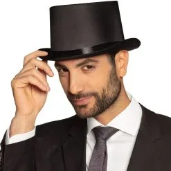 Overig Hoge Hoed Satijn Gala Zwart -Kostuum Winkel hoge hoed satijn gala zwart voorbeeld