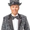 Overig Hoge Hoed Zilver Pailletten Luxe 2 Overig Hoge Hoed Zilver Pailletten Luxe -Kostuum Winkel hoge hoed zilver pailletten luxe