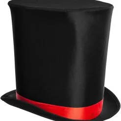 Overig Hoge Hoed Zwart Luxe (Extra Hoog) Met Rode Band